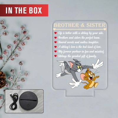 Brother Sister UV Print Multicolor LED Night Lamp – Tom & Jerry Acrylic Light